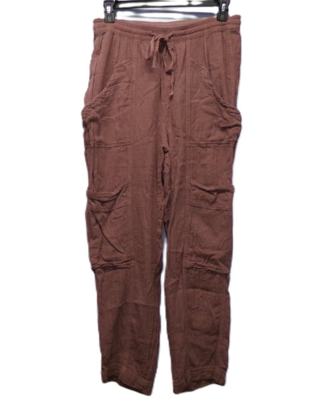 Free People Feelin Good Utility Pants Size S Mauve Pull On Linen Cotton Cargo